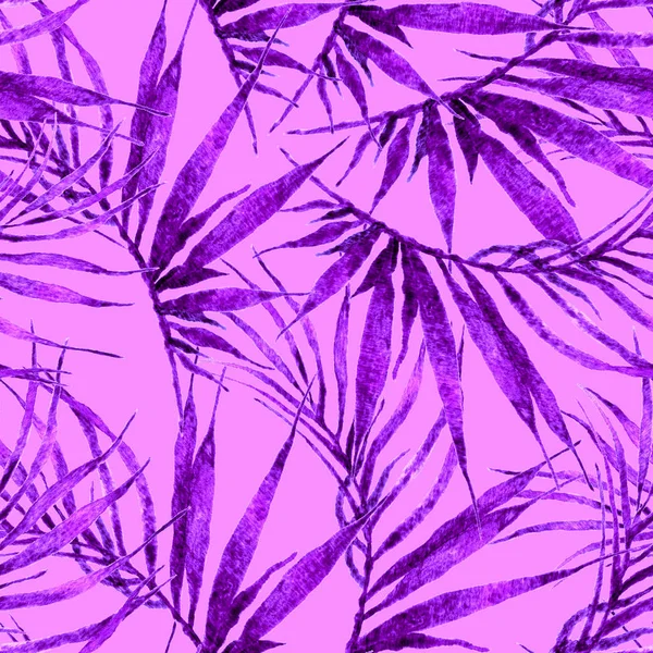 Tropical seamless pattern. Watercolor chaotic palm