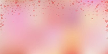 Kırmızı kalp konfetileri sever. Sevgililer Günü düşüyor 