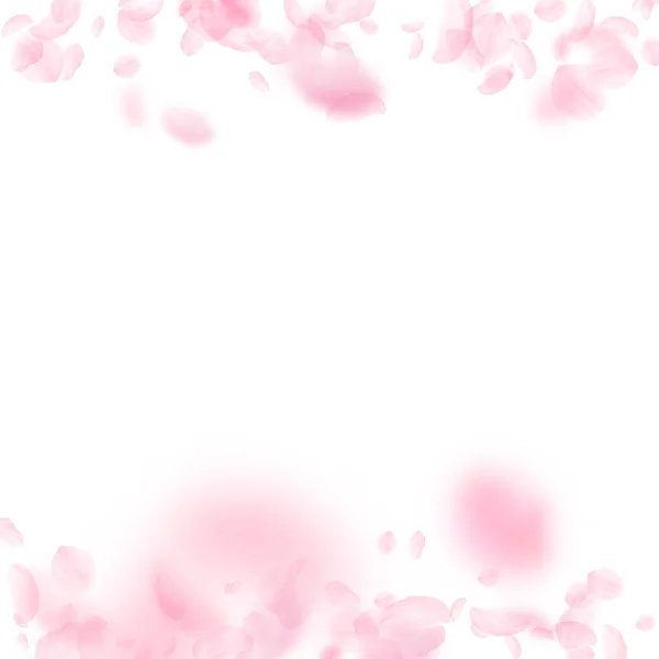 Pétalas Sakura a cair. Flores rosa românticas — Vetor de Stock