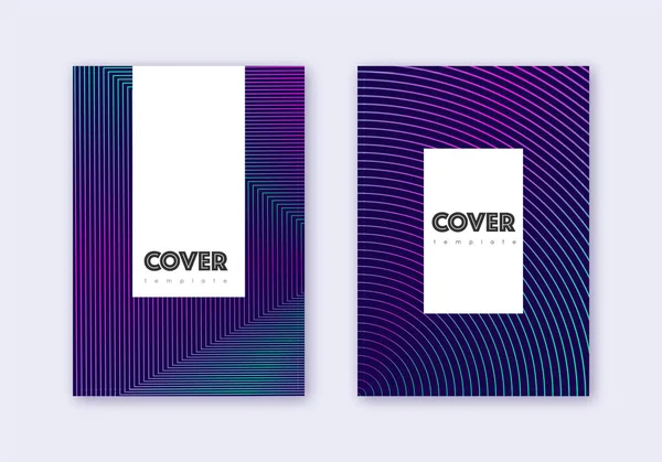 Hipster-Cover-Design-Vorlagen-Set. Neon abstrakt l — Stockvektor