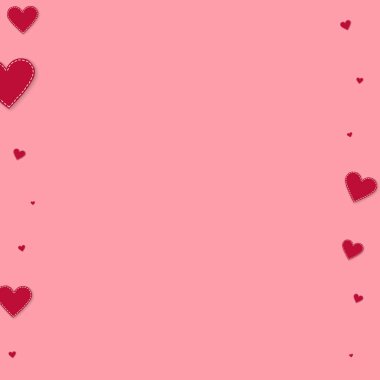 Kırmızı kalp aşk confettis. Sevgililer günü sınırları 