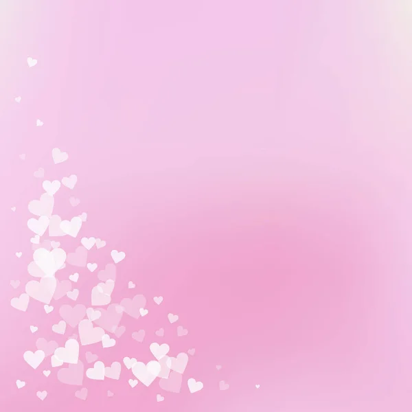Białe serce kocha confettis. Walentynki rogu — Wektor stockowy