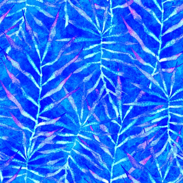 Tropical seamless pattern. Watercolor thorny palm 