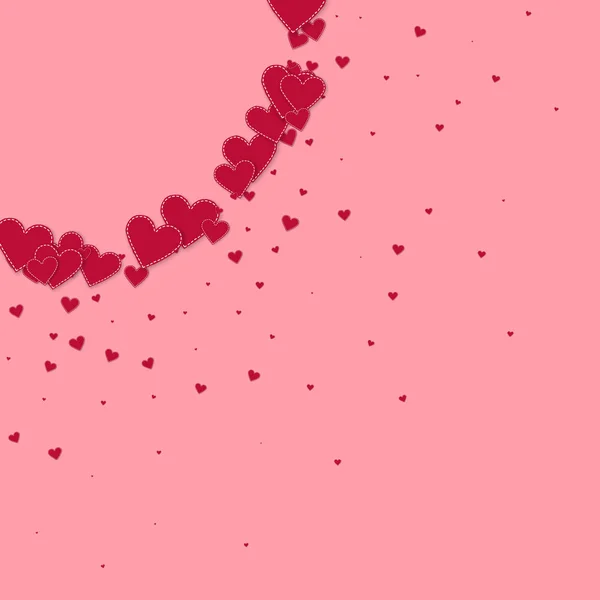 Red heart love confettis. Valentine's day corner n — Stock Vector