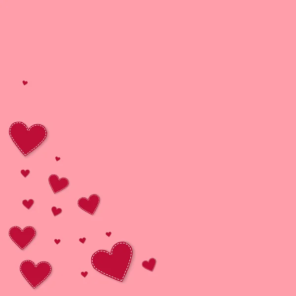 Red heart love confettis. Valentine's day corner l — Stock Vector