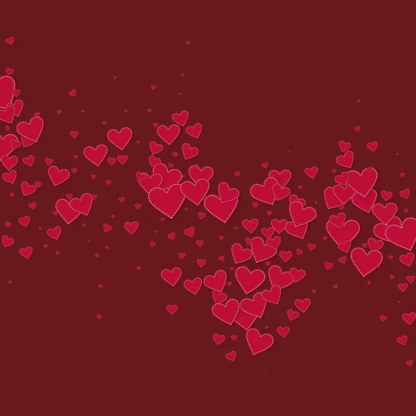 El corazón rojo ama los confettis. Día de San Valentín caída — Vector de stock