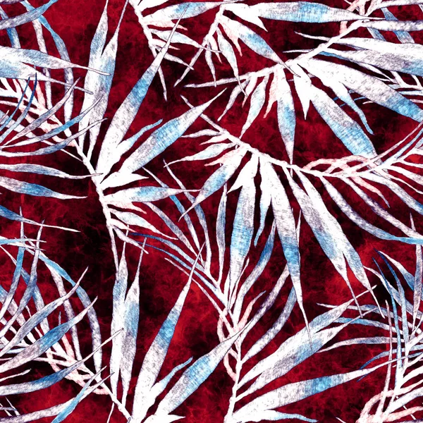 Tropical seamless pattern. Watercolor chaotic palm