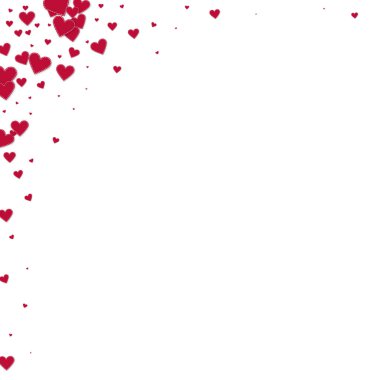 Kırmızı kalp aşk confettis. Sevgililer günü köşe p