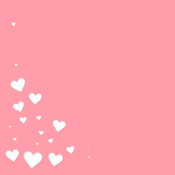 Witte hart liefde confettis. Valentijnsdag hoek — Stockvector