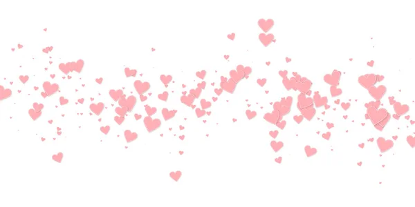 Corazón rosado amor confettis. Día de San Valentín caída — Vector de stock