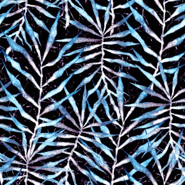 Tropikal seamless modeli. Suluboya dikenli palm 