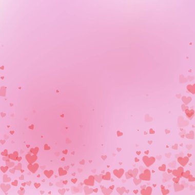 Kırmızı kalp konfetileri sever. Sevgililer Günü düşüyor 