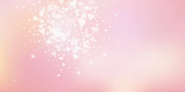 Witte hart liefde confettis. Valentijnsdag ontploft — Stockvector