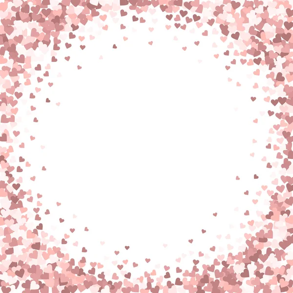 Corazón rosado amor confettis. Día de San Valentín vignett — Vector de stock