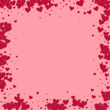 Kırmızı kalp aşk confettis. Sevgililer günü çerçevesi pl