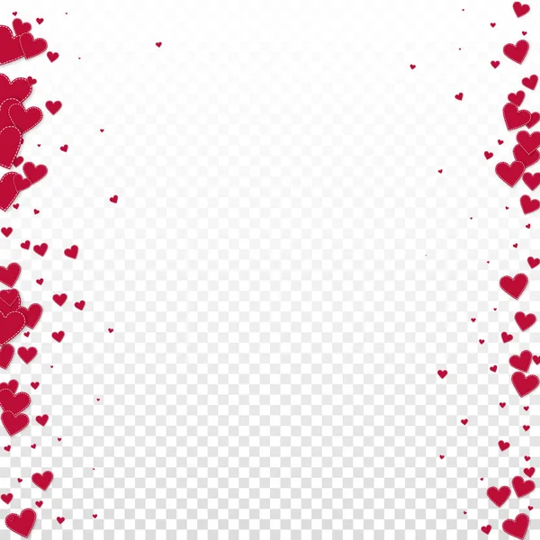 Rött hjärta kärlek confettis. Alla hjärtans dag gränser — Stock vektor
