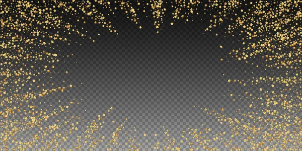 Estrelas de ouro luxo espumante confete. Dispersão de sm — Vetor de Stock