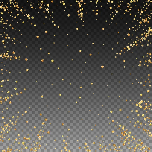 Gold Stars Luxury Sparkling Confetti Scattered Small Gold Particles Transparent — Stock Vector