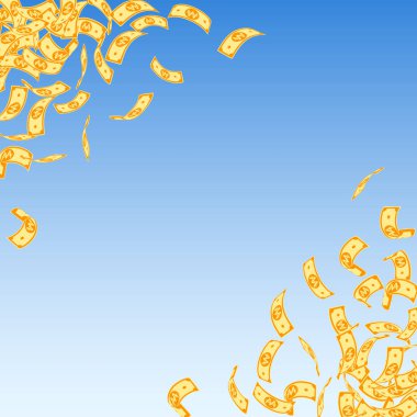 Korece notlar düşüyor. Mavi üzerine küçük WON faturaları 