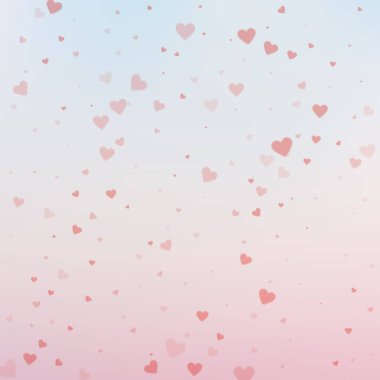 Kırmızı kalp konfetileri sever. Sevgililer Günü düşüyor 