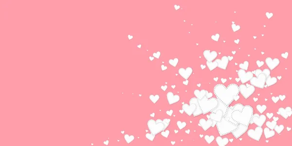 White heart love confettis. Valentine's day explos — Stock Vector