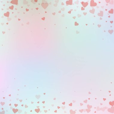 Kırmızı kalp konfetileri sever. Sevgililer Günü düşüyor 