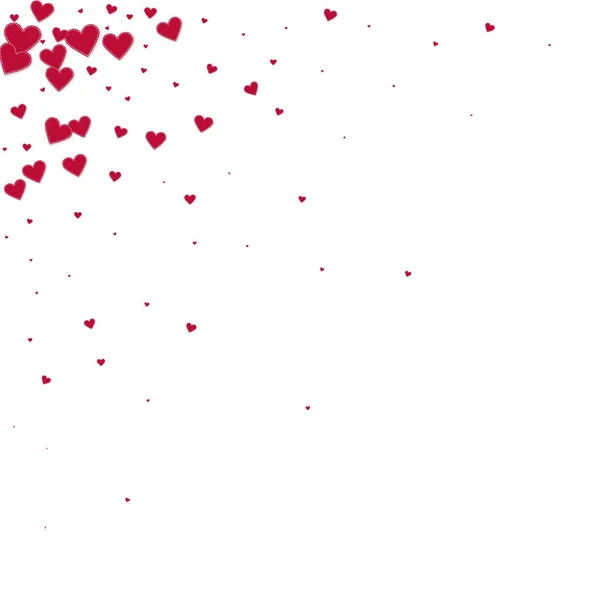 Red heart love confettis. Valentine's day corner b — Stock Vector