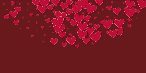 El corazón rojo ama los confettis. Día de San Valentín semicirc — Vector de stock
