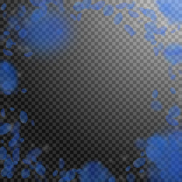 Mörkblå blomblad faller ner. Fantastisk rom — Stock vektor