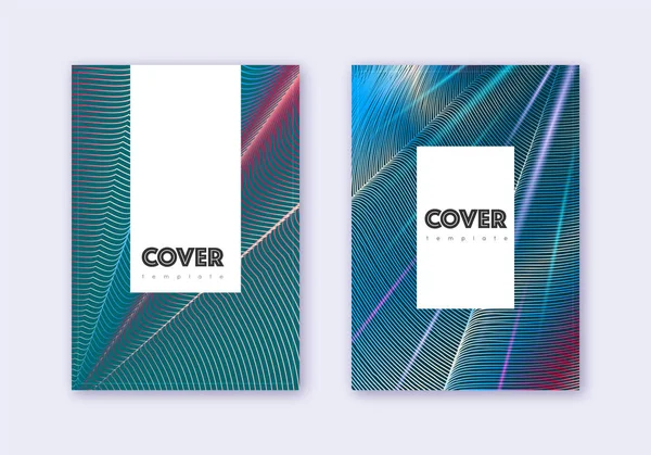 Hipster-Cover-Design-Vorlagen-Set. Rot-Weiß-Blau — Stockvektor