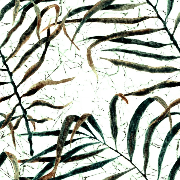 Tropical seamless pattern. Watercolor swaying palm
