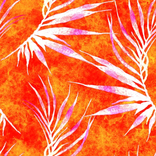 Tropical seamless pattern. Watercolor curved palm 