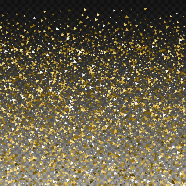 Triangoli d'oro lussuosi confetti scintillanti. Scattere — Vettoriale Stock