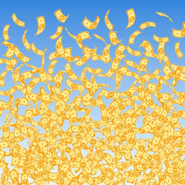 Korece notlar düşüyor. Mavi üzerine küçük WON faturaları 