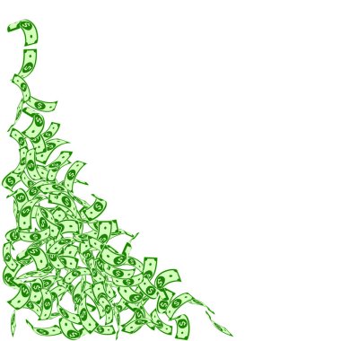 Amerikan dolarları düşüyor. Üzerinde küçük dolar banknotları 