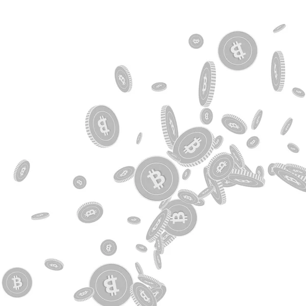 Bitcoin, moedas de moeda da internet caindo. Dispersão —  Vetores de Stock
