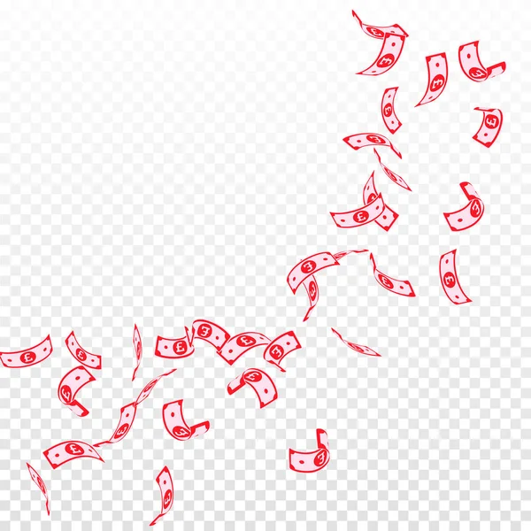 Notas de libra esterlina a cair. Contas GBP esparsas em t —  Vetores de Stock