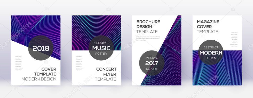 Modern brochure design template set. Neon abstract