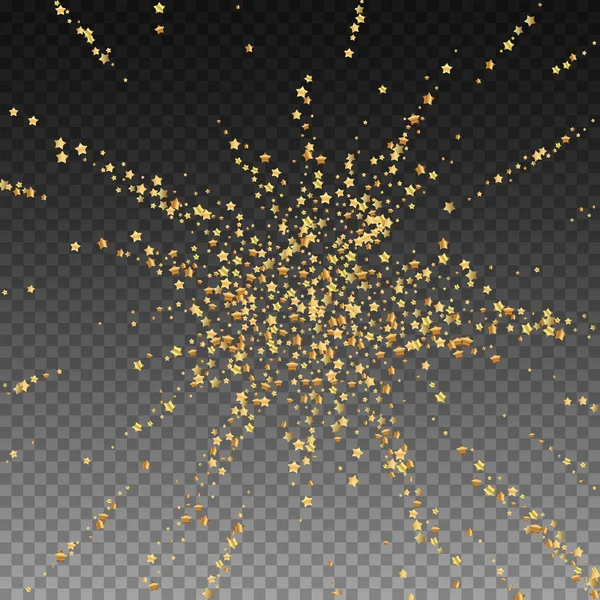 Estrellas de oro confeti espumoso de lujo. Dispersos sm — Vector de stock