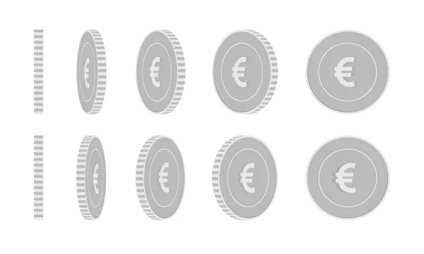 Unión Europea Conjunto de monedas giratorias en euros, animación — Vector de stock