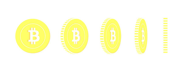 Bitcoin, internet currency rotating coins set, ani