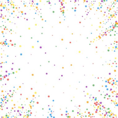 Şenlikli konfeti. Kutlama yıldızları. Gökkuşağı parlaklığı
