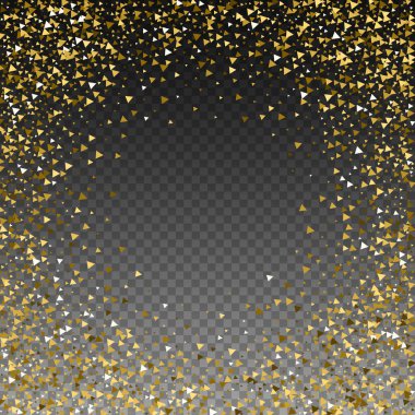 Altın üçgenler, ışıl ışıl konfeti. Scattere