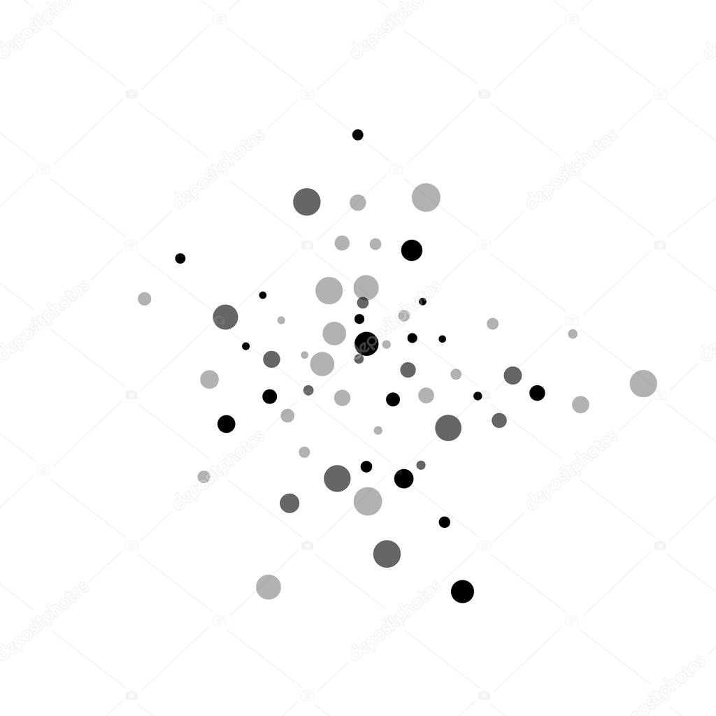 Scattered random black dots. Dark points dispersio