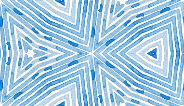 Blue Geometric Watercolor. Curious Seamless Pattern. Hand Drawn Stripes. Brush Texture. Grand Chevron Ornament. Fabric Cloth Swimwear Design Wallpaper Wrapping. clipart