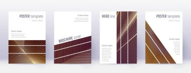 Geometrik broşür tasarım şablonu seti. Altın yoksunluğu