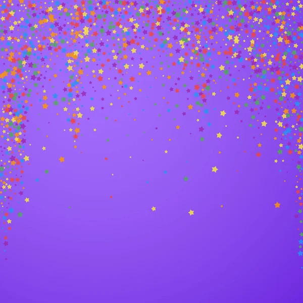 Confeti festivo. Estrellas de celebración. Arco iris brigh — Vector de stock