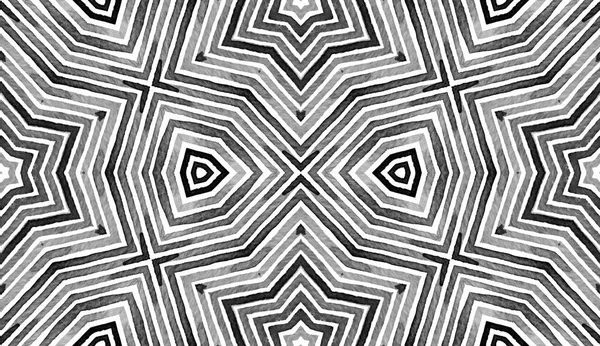Black White Geometric Watercolor Creative Seamless Pattern Hand Drawn Stripes — Stock Photo, Image
