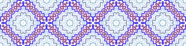 Blauwe Naadloze Rand Schuiven Geometrische Aquarel Frame Alive Naadloze Patroon — Stockfoto