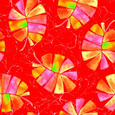 Tropikal dikişsiz desen. Suluboya çocuksu palmiye yaprakları, Japon bambu. Kırmızı egzotik mayo tasarımı. Yaz tropik tekrarlanan baskı. Mükemmel tekstil illüstrasyon.